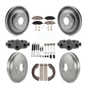 Front Rear Coat Brake Rotor Semi-Metallic Pad Drum Kit (9Pc) For Nissan Versa 4-Wheel ABS KGF-103348
