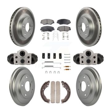 Front Rear Coated Disc Brake Rotors Semi-Metallic Pads And Drum Kit (9Pc) For Honda Civic KGF-103349