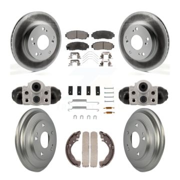Front Rear Coated Disc Brake Rotors Semi-Metallic Pads And Drum Kit (9Pc) For Honda Civic KGF-103351