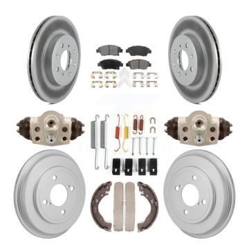 Front Rear Coat Disc Brake Rotor Semi-Metallic Pad Drum Kit (9Pc) For 2015-2019 Honda Fit KGF-103358