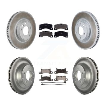 Front Rear Coated Brake Rotors Semi-Metallic Pad Kit (6Pc) For Volkswagen Touareg Porsche KGF-103361