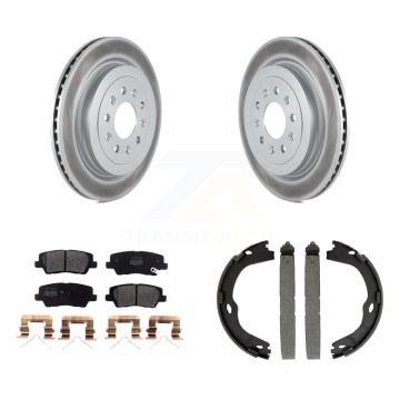 Rear Disc Coated Rotors Semi-Metallic Pads And Parking Brake Shoes Kit For Cadillac ATS KGF-103371