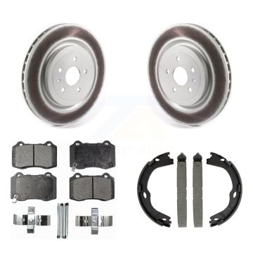 Rear Disc Coated Rotors Semi-Metallic Pads And Parking Shoes Kit For Chevrolet Camaro CTS KGF-103373