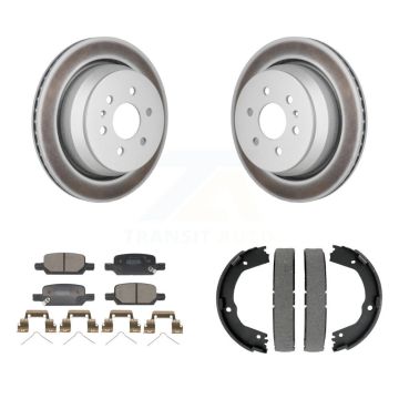 Rear Disc Coated Rotors Semi-Metallic Pads & Parking Shoes Kit For Chevrolet Colorado GMC KGF-103376