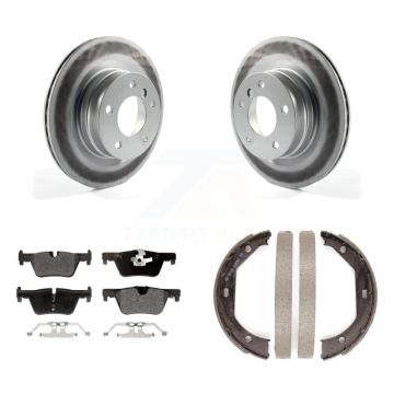 Rear Disc Coated Rotors Semi-Metallic Pads And Parking Brake Shoes Kit For BMW 328i KGF-103382