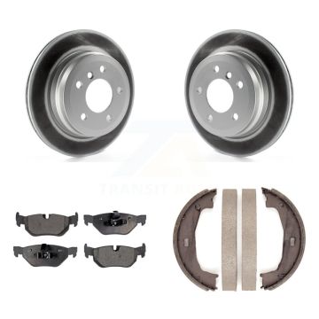 Rear Disc Coated Rotors Semi-Metallic Pads Parking Shoes Kit For BMW 328i Wagon with 3.0L KGF-103385