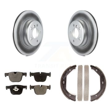 Rear Disc Coated Rotors Semi-Metallic Pads Parking Shoes Kit For BMW 330i xDrive 328i GT KGF-103391