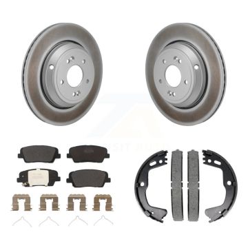 Rear Disc Coated Rotors Semi-Metallic Pads & Parking Shoes Kit For 18-20 Genesis G80 3.3L KGF-103394