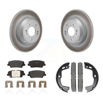 Rear Disc Coated Rotors Semi-Metallic Pads Parking Shoes Kit For Kia Stinger Genesis G70 KGF-103396