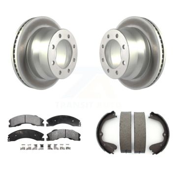 Rear Disc Coated Rotors Semi-Metallic Pads & Parking Shoes Kit For Chevrolet Express 3500 KGF-103401
