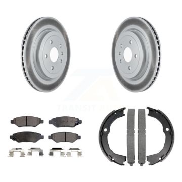 Rear Disc Coated Rotors Semi-Metallic Pads And Parking Brake Shoes Kit For Cadillac CTS KGF-103414