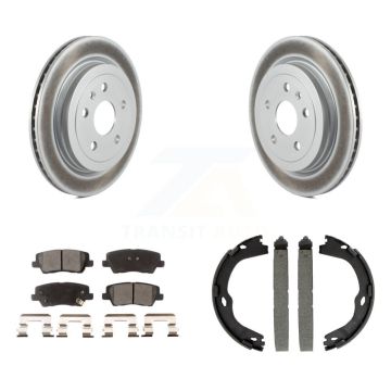 Rear Disc Coated Rotors Semi-Metallic Pads And Parking Brake Shoes Kit For Cadillac CTS KGF-103418