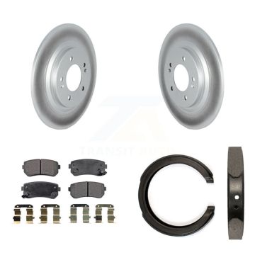 Rear Disc Coated Rotors Semi-Metallic Pads And Parking Brake Shoes Kit For Kia Cadenza KGF-103420