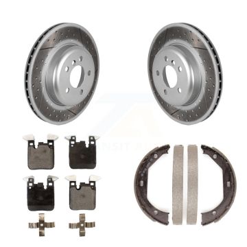 Rear Disc Coated Rotors Semi-Metallic Pads Parking Shoes Kit For BMW 328i xDrive 330i GT KGF-103425