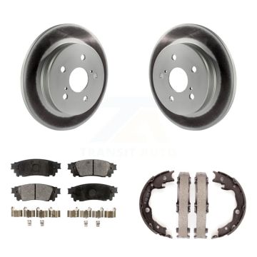 Rear Disc Coated Rotors Semi-Metallic Pads Parking Brake Shoes Kit For Toyota Camry RAV4 KGF-103444