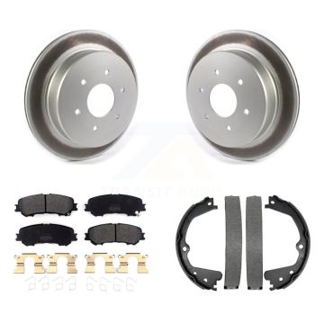 Rear Disc Coated Rotors Semi-Metallic Pads & Parking Shoes Kit For 2017-2023 Nissan TITAN KGF-103446