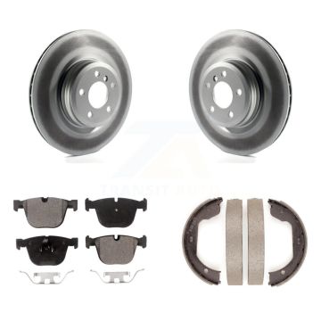 Rear Disc Coated Rotors Semi-Metallic Pads Parking Shoes Kit For BMW 750i xDrive 750Li GT KGF-103452