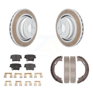 Rear Disc Coated Rotors Semi-Metallic Pads And Parking Brake Shoes Kit For Dodge Charger KGF-103467