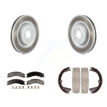 Rear Disc Coated Rotors Semi-Metallic Pads And Parking Shoes Kit For Nissan NV2500 NV3500 KGF-103470