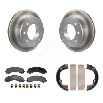 Rear Disc Coated Rotors Semi-Metallic Pads Parking Shoes Kit For GMC Savana 2500 Express KGF-103482