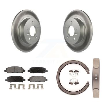 Rear Disc Coated Rotors Semi-Metallic Pads And Parking Brake Shoes Kit For Cadillac DTS KGF-103490