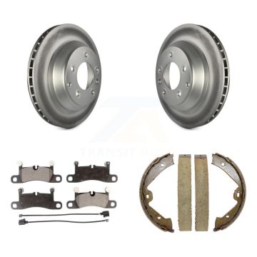 Rear Disc Coated Rotors Semi-Metallic Pads Parking Brake Shoes Kit For Volkswagen Touareg KGF-103497