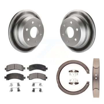 Rear Disc Coated Rotors Semi-Metallic Pads Parking Shoes Kit For Chevrolet Avalanche 1500 KGF-103521