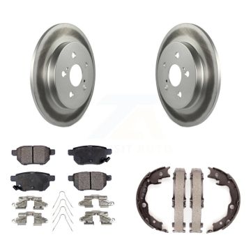 Rear Disc Coated Rotors Semi-Metallic Pads & Parking Shoes Kit For Toyota Matrix Pontiac KGF-103545