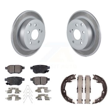 Rear Disc Coated Rotors Semi-Metallic Pads & Parking Shoes Kit For 2010 Toyota Matrix XRS KGF-103547