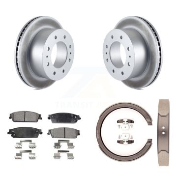 Rear Disc Coated Rotors Semi-Metallic Pads Parking Shoes Kit For Chevrolet Silverado 1500 KGF-103589