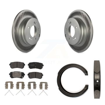 Rear Disc Coated Rotors Semi-Metallic Pads And Parking Brake Shoes Kit For Kia Optima KGF-103598
