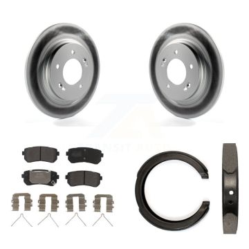 Rear Disc Coated Rotors Semi-Metallic Pads And Parking Brake Shoes Kit For Kia Optima KGF-103599