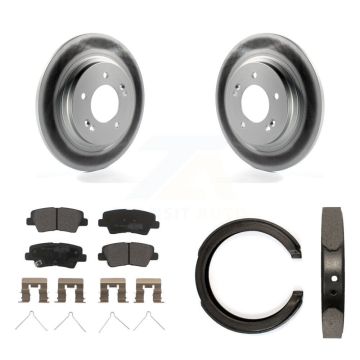 Rear Disc Coated Rotors Semi-Metallic Pads And Parking Brake Shoes Kit For Kia Optima KGF-103600