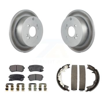 Rear Disc Coated Rotors Semi-Metallic Pads Parking Shoes Kit For Hyundai Accent Kia Rio5 KGF-103601