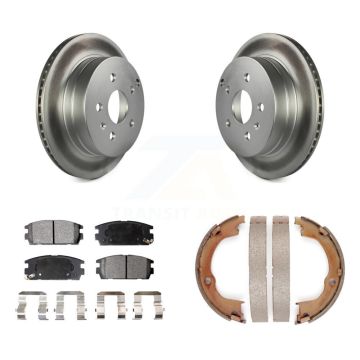 Rear Disc Coated Rotors Semi-Metallic Pads & Parking Shoes Kit For Chevrolet Equinox GMC KGF-103602