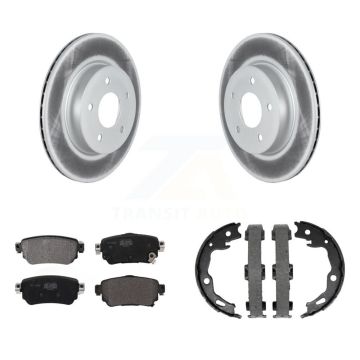 Rear Disc Coated Rotors Semi-Metallic Pads Parking Brake Shoes Kit For Nissan Rogue Sport KGF-103607