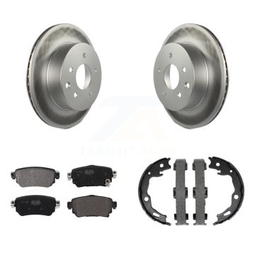 Rear Disc Coated Rotors Semi-Metallic Pads Parking Shoes Kit For 19 Nissan Rogue Sport S KGF-103608