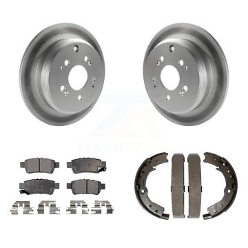 Rear Disc Coated Rotors Semi-Metallic Pads Parking Shoes Kit For 2005-2010 Honda Odyssey KGF-103622