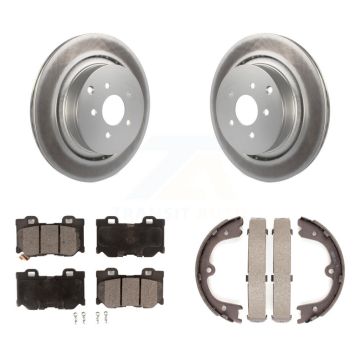 Rear Disc Coated Rotors Semi-Metallic Pads & Parking Shoes Kit For INFINITI Q50 M37 FX50 KGF-103628