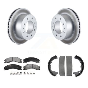 Rear Disc Coated Rotors Semi-Metallic Pads Parking Shoes Kit For GMC Sierra 2500 HD 3500 KGF-103642