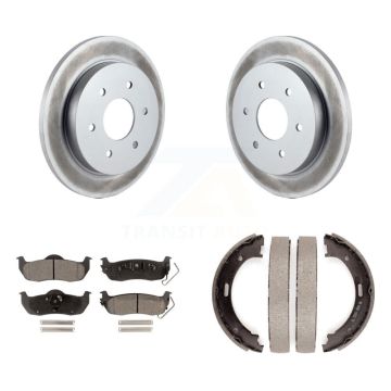Rear Disc Coated Rotors Semi-Metallic Pads Parking Shoes Kit For Nissan TITAN Armada QX56 KGF-103647
