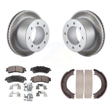 Rear Disc Coated Rotors Semi-Metallic Pads And Parking Shoes Kit For 2001 GMC Sierra 3500 KGF-103648