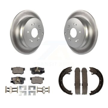Rear Disc Coated Rotors Semi-Metallic Pads And Parking Shoes Kit For 2005-2006 Honda CR-V KGF-103653