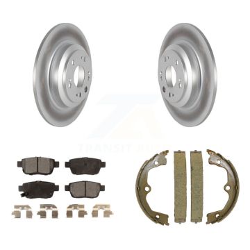 Rear Disc Coated Rotors Semi-Metallic Pads Parking Brake Shoes Kit For 2009-2014 Acura TL KGF-103662