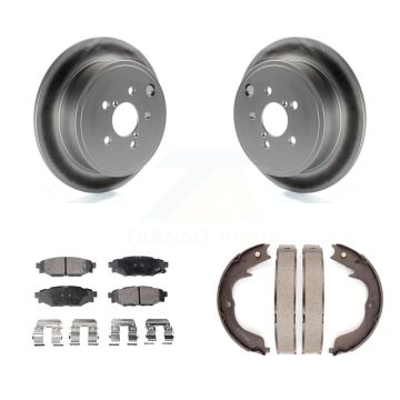 Rear Disc Coated Rotors Semi-Metallic Pads Parking Shoes Kit For Subaru Impreza Forester KGF-103664
