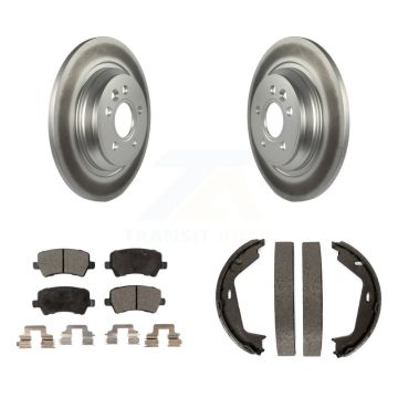 Rear Disc Coated Rotors Semi-Metallic Pads Parking Shoes Kit For 2007-2009 Volvo S80 AWD KGF-103682
