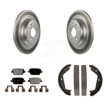 Rear Disc Coated Rotors Semi-Metallic Pads Parking Shoes Kit For 2008-2009 Volvo S80 FWD KGF-103684