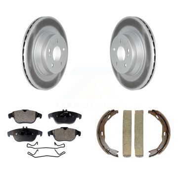 Rear Disc Coated Rotors Semi-Metallic Pads Parking Brake Shoes Kit For Mercedes-Benz E550 KGF-103690