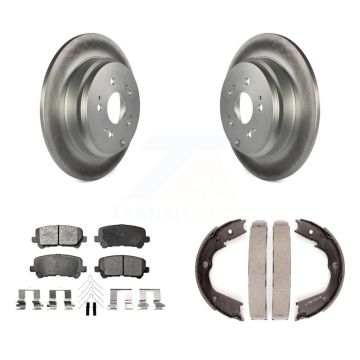 Rear Disc Coated Rotors Semi-Metallic Pads & Parking Shoes Kit For Honda Pilot Acura MDX KGF-103697
