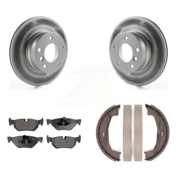 Rear Disc Coated Rotors Semi-Metallic Pads Parking Brake Shoes Kit For 2008-2013 BMW 128i KGF-103699